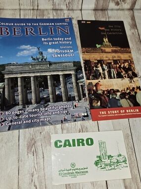 Berlin Travel Guide Book + Story Pamphlet + Cairo Sheraton Sticker